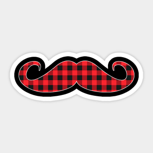 mustache red plaid buffalo christmas Sticker